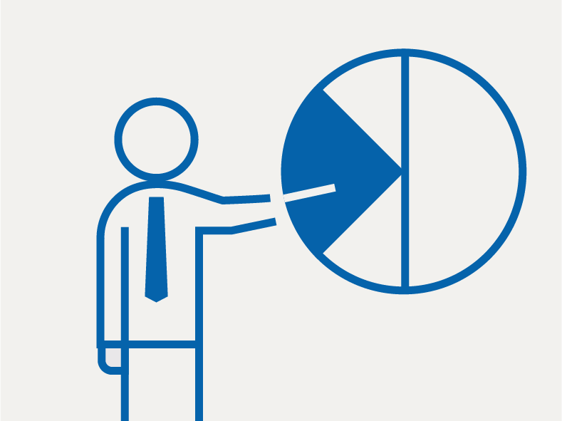 Person with pie chart